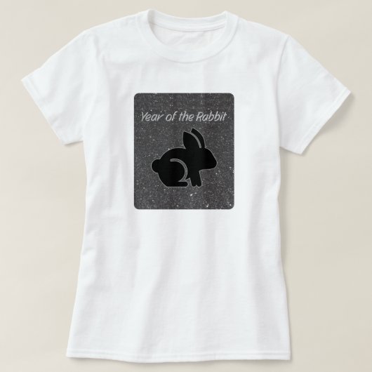 ラビットブラックグリッターデザインTシャツの年 Tシャツ (デザイン正面)