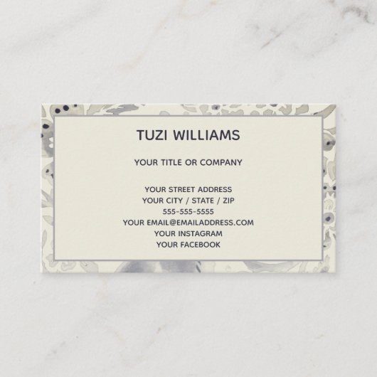 ラビットブルーグレーウォーターカモダンラーカスタム自然 名刺 (正面)