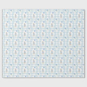 ラビットブルーバルーンウォーターカラー誕生日 ラッピングペーパー (フラット)