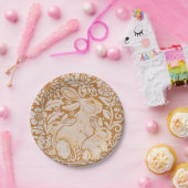 ラビットベビーブンニースゴールデンイエローウッドランドアート ペーパープレート (パーティー)