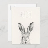 ラビットペンシルスケッチ – こんにちは ポストカード (正面/裏面)