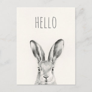 ラビットペンシルスケッチ – こんにちは ポストカード