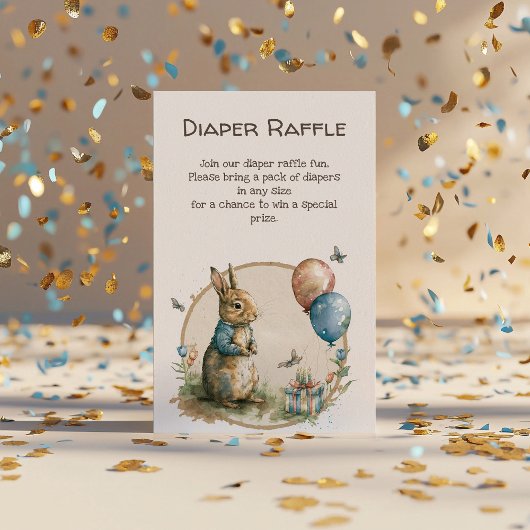 ラビットペーターベビーシャワーおむつラッフル エンクロージャーカード
