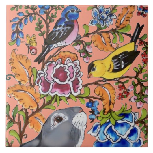 ラビットマラルフローラコーラルトップハーフ2ピース タイル (正面)