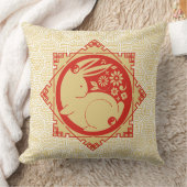 ラビットマントラの年中国のの新年イエロー クッション (ブランケット)