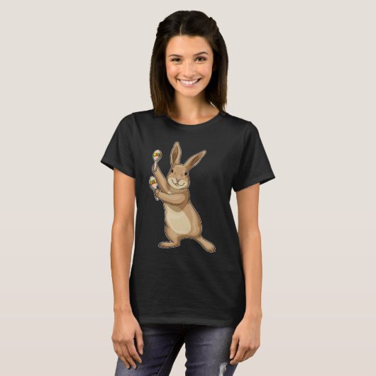 ラビットミュージシャンマラカス音楽 Tシャツ (正面フル)