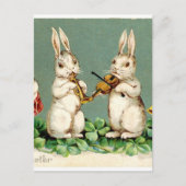 ラビットミュージックバンドアンティークイースター挨拶 シーズンポストカード (正面)