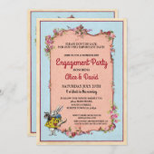 ラビットワンダーランド婚約カップルのパーティー招待状 招待状 (正面/裏面)