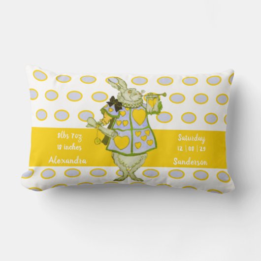 ラビット水玉模様グレーティール(緑がかった色)ブルーベビー統計 ランバークッション (正面)