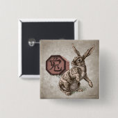 ラビット〔占星術の〕十二宮図アート中国のの年 缶バッジ (正面&裏面)