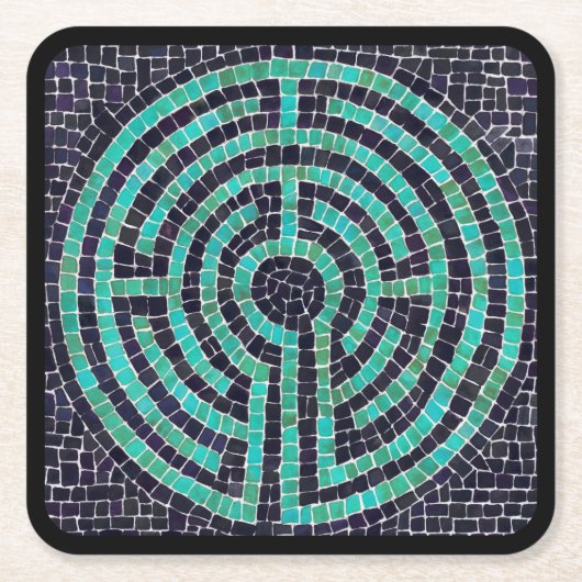 ラビリンスIIIスクエア紙コースターズブラック スクエアペーパーコースター (正面)