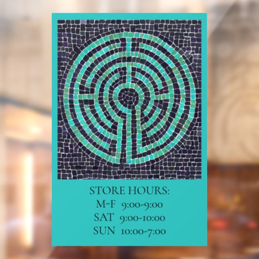 ラビリンスIII 12x18窓ラッキング+文字-ターコイズ ウィンドウサイン (シート2)