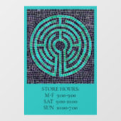 ラビリンスIII 12x18窓ラッキング+文字-ターコイズ ウィンドウサイン (シート)