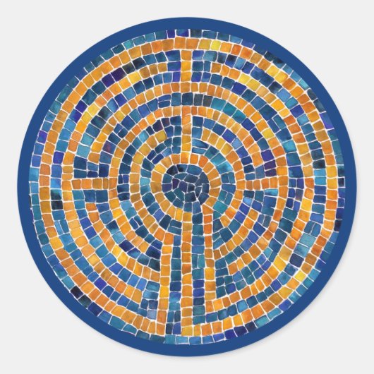 ラビリンスIVラージラウンドステッカー – 青 ラウンドシール (正面)