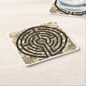 ラビリンスVスクエア紙コースターズホワイト スクエアペーパーコースター (アングル)