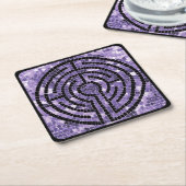 ラビリンスVIスクエア紙コースターズブラック スクエアペーパーコースター (アングル)