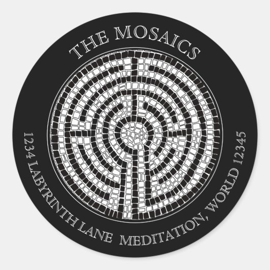 ラビリンスVIIラージアドレス封筒用シール – 黒 ラウンドシール (正面)
