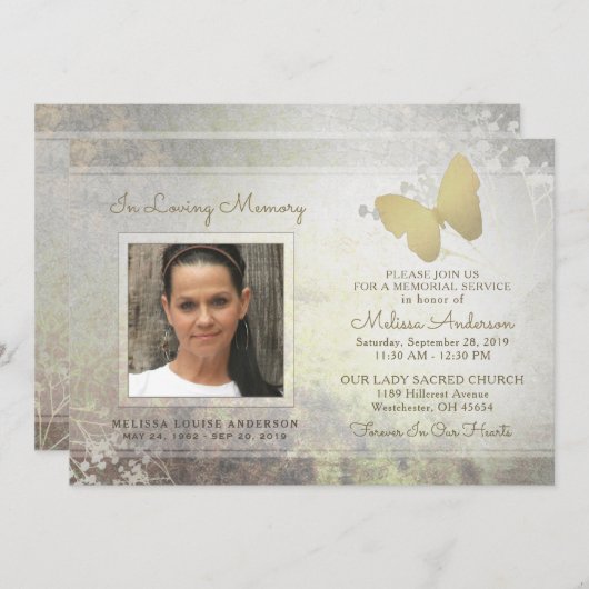 ラビングメモリーゴールデンバタフライメモリアル招待状 招待状 (正面/裏面)