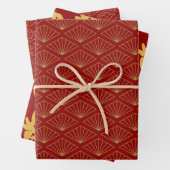 ラビ中国のスイヤー赤金ゴールドゴールデン〔占星術の〕十二宮図アジア ラッピングペーパーシート (インサイチュ)