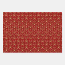 ラビ中国のスイヤー赤金ゴールドゴールデン〔占星術の〕十二宮図アジア ラッピングペーパーシート