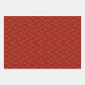 ラビ中国のスイヤー赤金ゴールドゴールデン〔占星術の〕十二宮図アジア ラッピングペーパーシート (正面3)