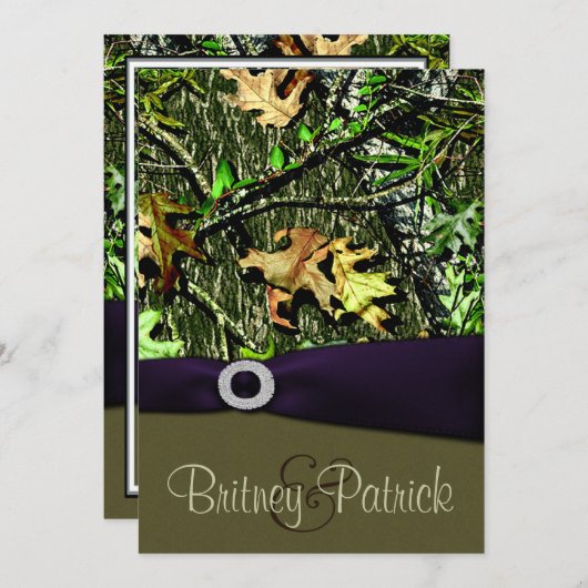 ラピスパープル狩り迷彩柄結婚式招待状 招待状 (正面/裏面)