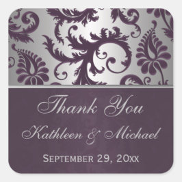 ラピスパープル&シルバーグレーダマスクの結婚式のお願い スクエアシール