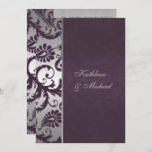ラピスパープル&シルバーダマスクウェディング招待状 招待状 (正面/裏面)
