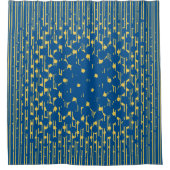 ラピスブルーとプリムローズイエローの密度 シャワーカーテン (正面)