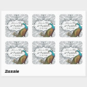 ラピスブルーピーコックラブバードズ結婚シール スクエアシール (シート)