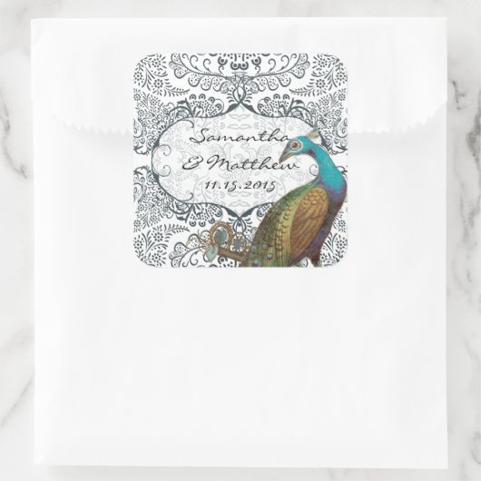 ラピスブルーピーコックラブバードズ結婚シール スクエアシール (バッグ)