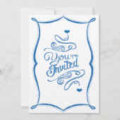 ラピスブルーモダンヴィンテージタイポグラフィ海ブルー 招待状 (裏面)