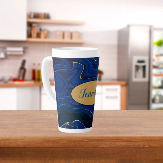 ラピスブルー瑪瑙の渦巻パーソナライズされたき カフェラテマグ