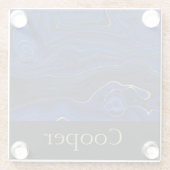 ラピスブルー瑪瑙の渦巻パーソナライズされたき ガラスコースター (裏面)