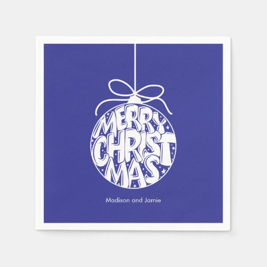 ラピスメリークリスマスオーナメントホリデー スタンダードカクテルナプキン (正面)