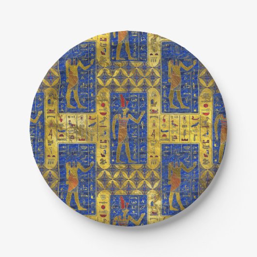 ラピスラズリのエジプトの金ゴールドの記号 ペーパープレート (正面)