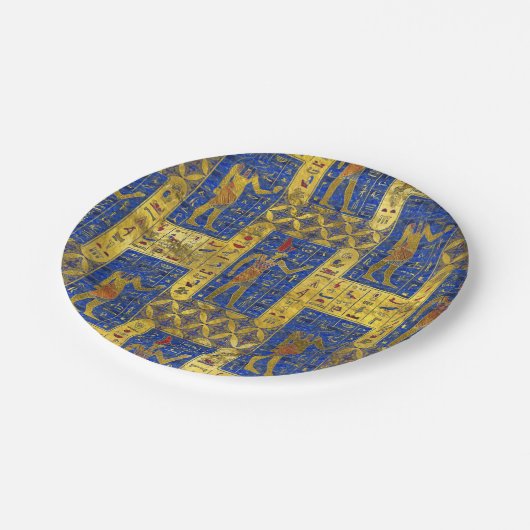 ラピスラズリのエジプトの金ゴールドの記号 ペーパープレート (アングル)