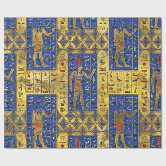 ラピスラズリのエジプトの金ゴールドの記号 ラッピングペーパー (フラット)