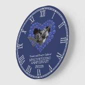 ラピスラズリハート深いブルー結婚ズ記念日 ラージ壁時計 (傾斜)