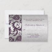 ラピス パープルとシルバー ダマスク RSVP カード (裏面)