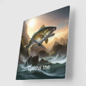 ラピッドの大きな魚 スクエア壁時計 (傾斜)