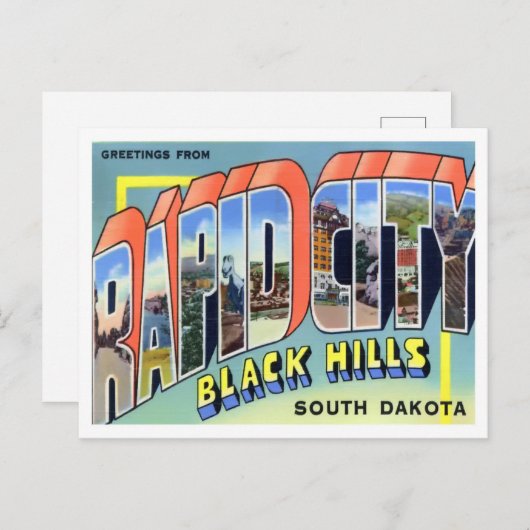 ラピッドシティ,サウスダコタ州ヴィンテージビッグレター ポストカード (正面/裏面)