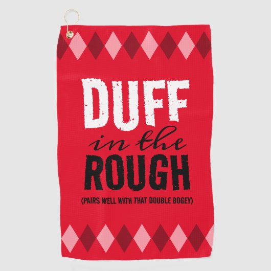 ラフおもしろいアの赤アーガイルいダフ ゴルフタオル (正面)