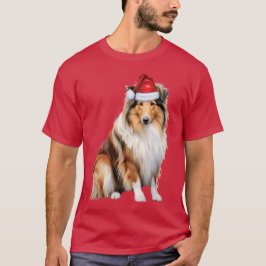 ラフおもしろいコリー犬の愛クリスマス Tシャツ