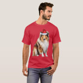 ラフおもしろいコリー犬の愛クリスマス Tシャツ (正面フル)