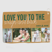 ラフとバックに愛する4フォトグリーン金ゴールド ゴルフタオル (横)