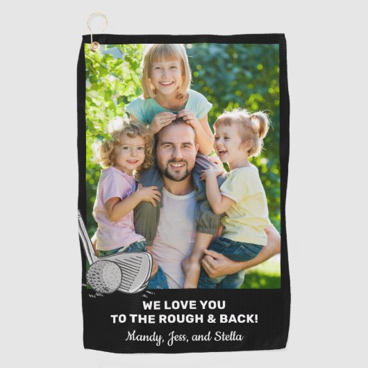 ラフとバックの写真にあなたを愛カスタムする ゴルフタオル (正面)