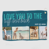 ラフとバック4フォトティール(緑がかった色)ブルー ゴルフタオル (横)