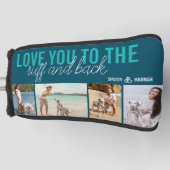 ラフとバック4フォトティール（緑がかった色）ブルー ゴルフヘッドカバー (正面)