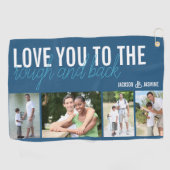 ラフとバック4フォトブルーホワイトにあなたを愛する ゴルフタオル (横)